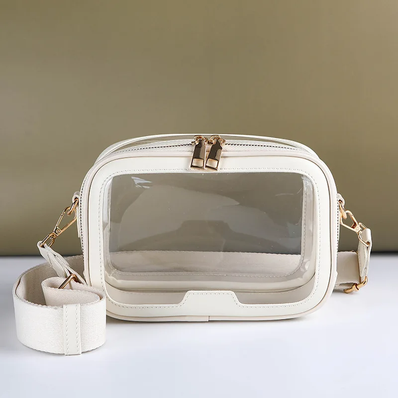 

Fashionable Transparent Crossbody Bag Solid Color Single Shoulder Makeup Pouch Trendy Cosmetic Bag for Women