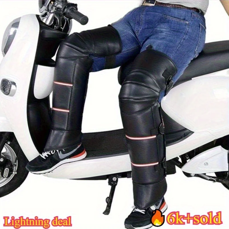 

Artificial leather windproof leg cover and warm artificial leather half boots - suitable for motorcycles and bicycles in winter