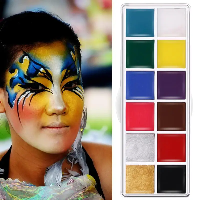 Halloween Face Painting Kit Professional Makeup Paint Oil Palette Kit 12 Color Halloween Body Face Parties And Cosplay Health