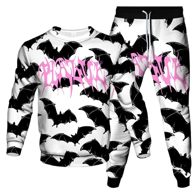 2023 Autumn Men Tracksuit Animal Bat Pig Dolphin Fish Print Sweatshirt Sweatpants 2 Pcs Sets Oversized Clothing Suits Size S-6XL