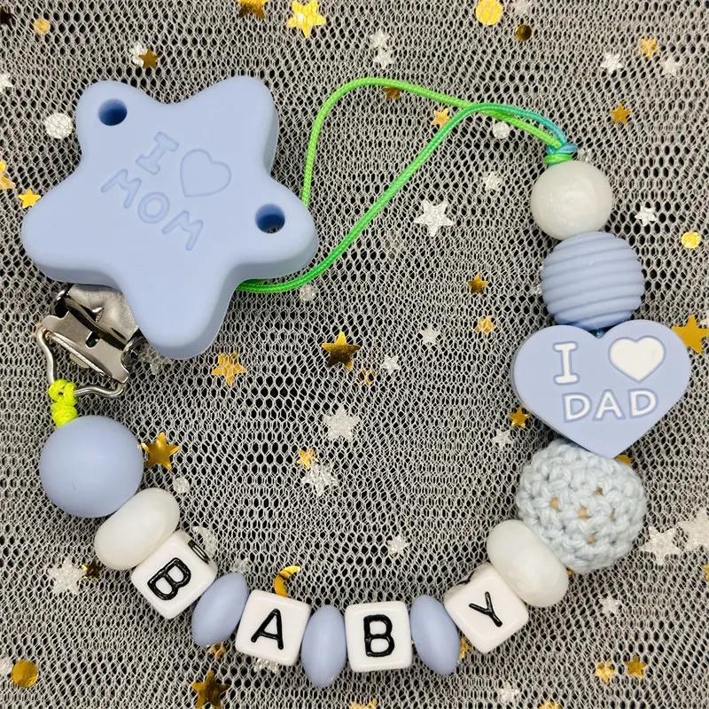 Custom Name Handmade Personalize Dummy Clips Pacifier Clips Holder Baby Silicone Rainbow Pacifier Holder Chain Baby Teether Gift