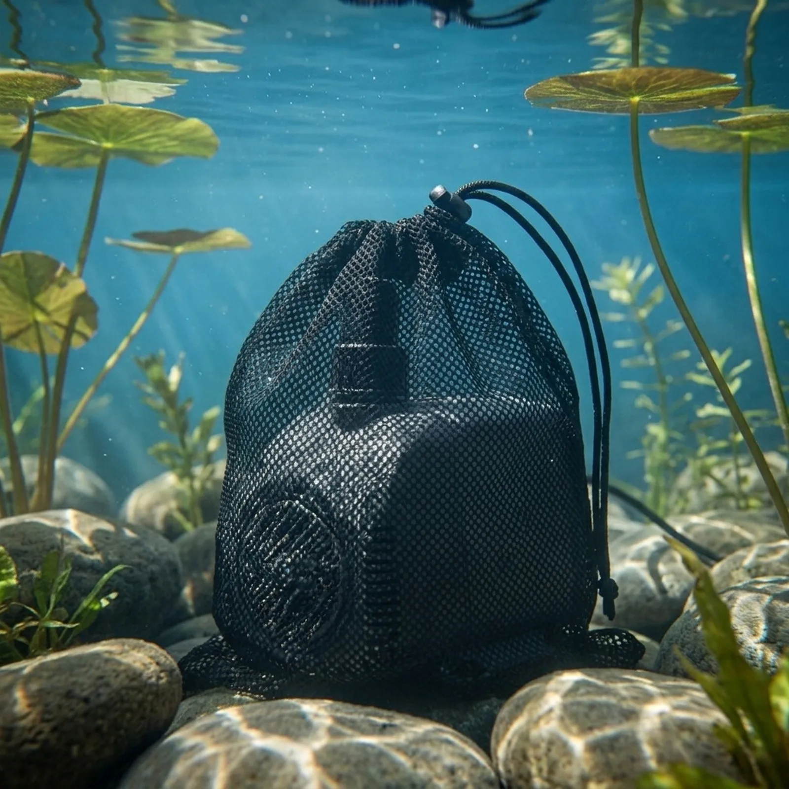 Convenient New Practical Secure Filter Bag Pond Pump Filter 47*47cm Black Fine Mesh Nylon With Drawstring Convenient