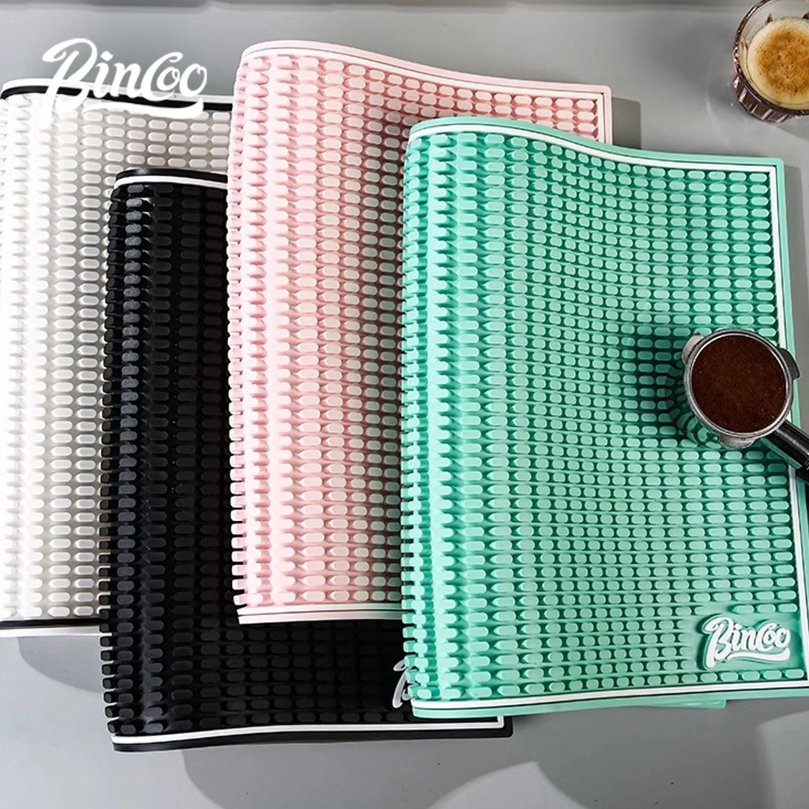 

BINCOO Coffee Bar Mat Anti-slip PVC Coffee Mat Tamper Holder Station Kitchen Drainer Barista Coffee Machine Cafe Accessories Set