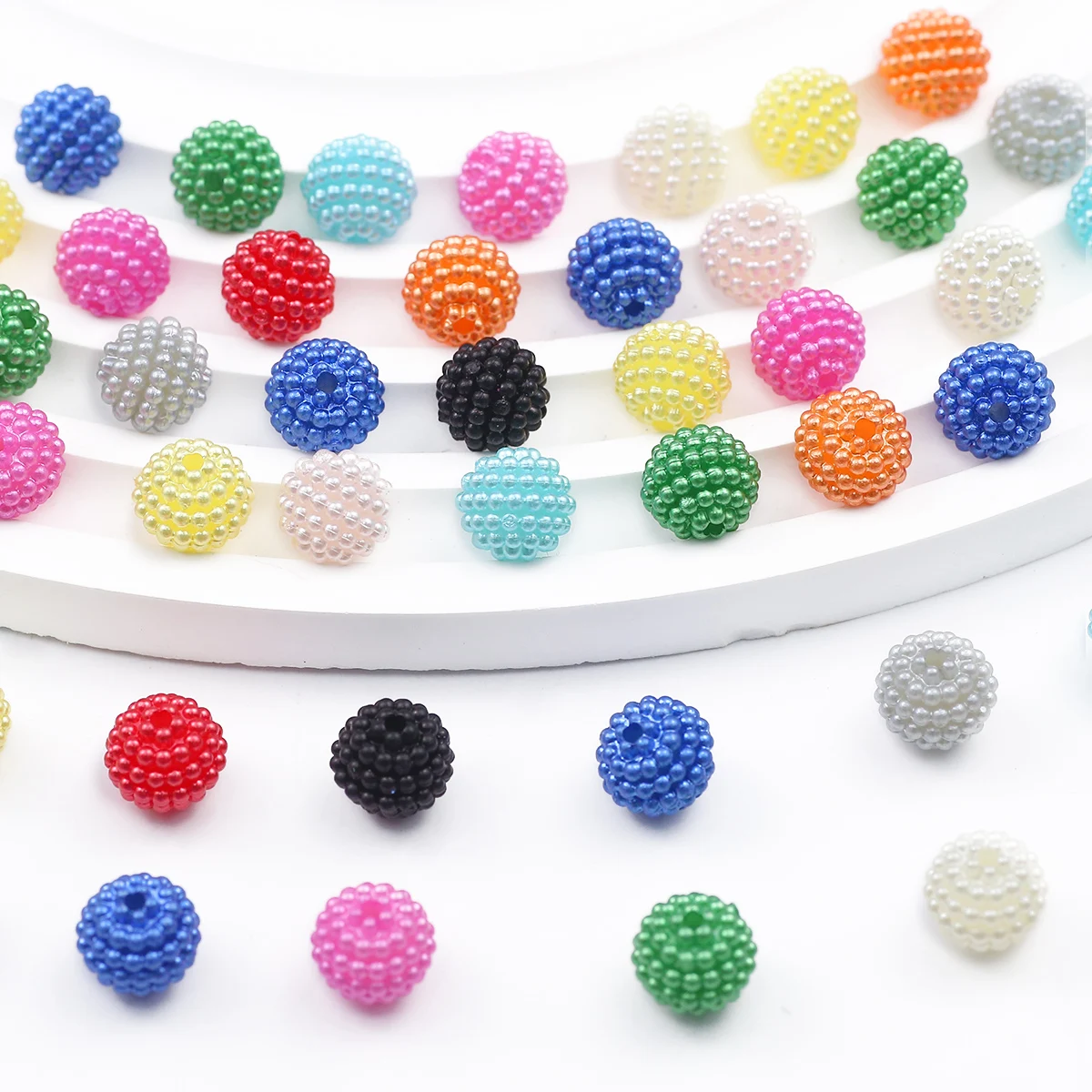 50pcs Bayberry Shape Yellow color Acrylic Spaced Loose Beads For Jewelry Making Bracelet Necklace Eardrop DIY Accessories 10mm