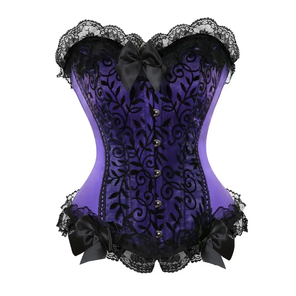 

Corset for Women Sexy Corsets with Bow Lace Up Brocade Bustier Vintage Floral Shapewear Corselet Plus Size Halloween Costumes