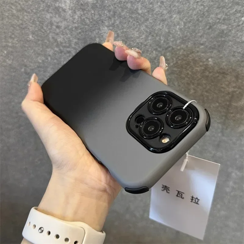 Gradient thicken corner armor silicone phone case for iPhone 16 15 14 13 12 11 Pro Max fine hole shockproof hard bumper cover
