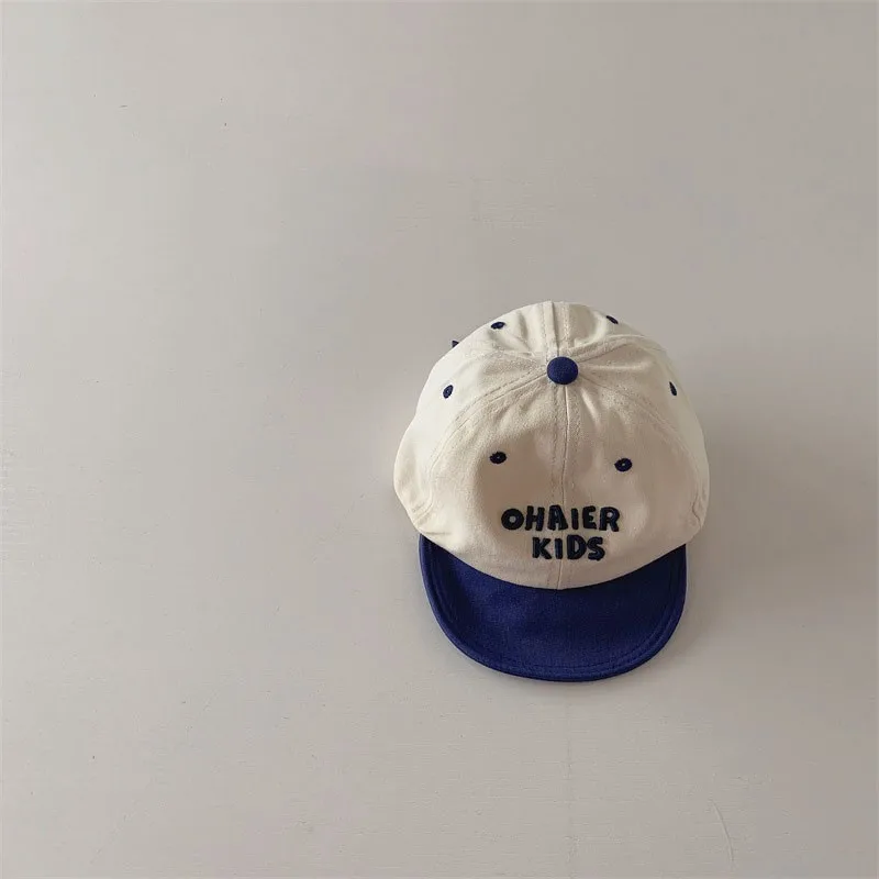 New Kids Outing Cap Boys Fashion Patchwork Letter Soft Brimmed Sun Hat Toddler Boys Boutique Cotton Peaked Cap