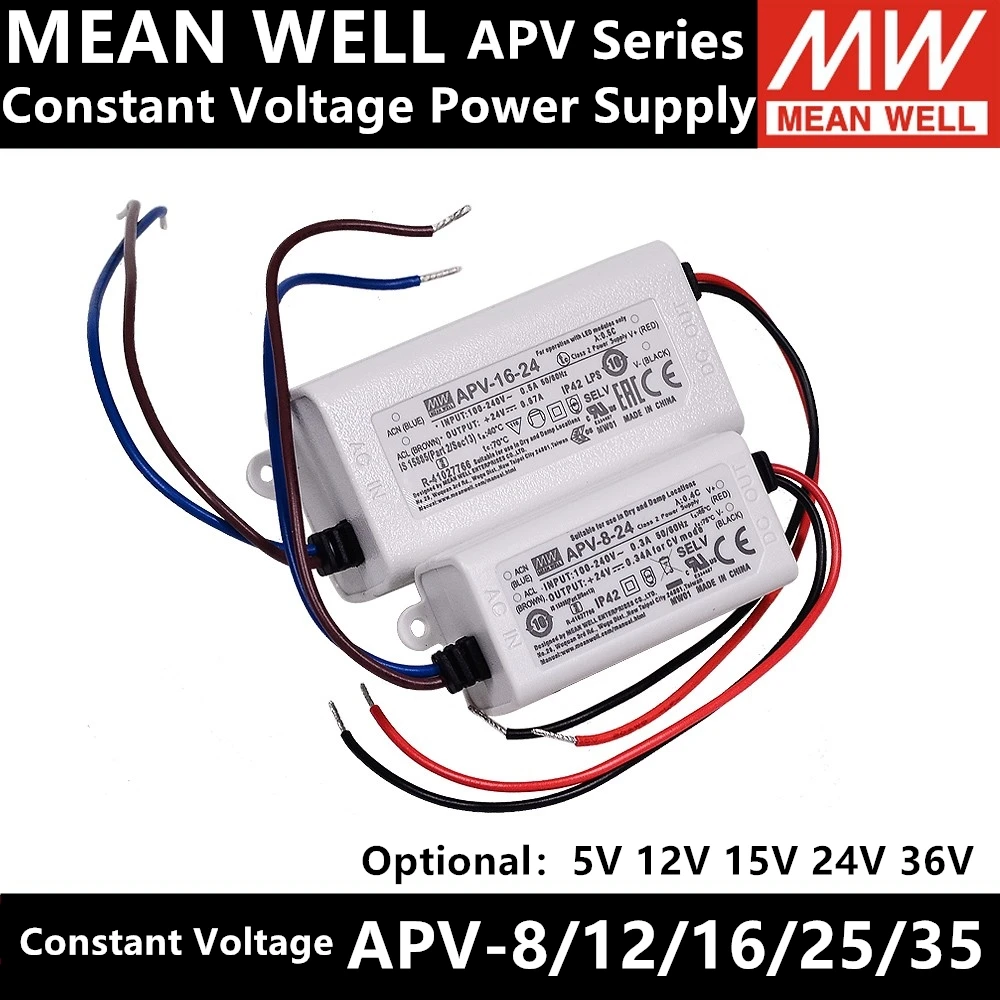 Taiwan MEAN WELL APV-35-5 APV-35-12 APV-35-15 APV-35-24 APV-35-36 LED Low Voltage Class 2 Small Mini switching power supply MW