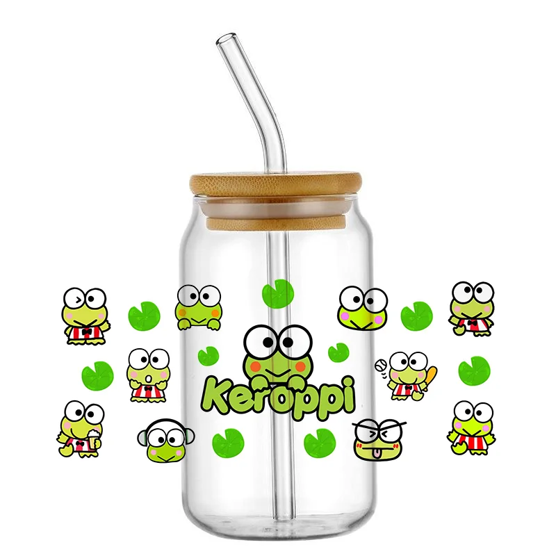 Miniso Cartoon frog keroppi UV DTF Transfer Sticker Waterproof Non-marking Decorative frog Sticker for Thermal Cups Mugs