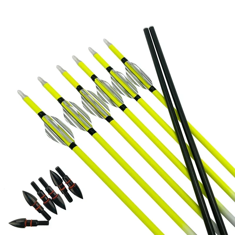 Carbon Arrows Spine 300 400 500 600 700 800 Shaft Compound Recurve Bow Hunting 1.8inch Spin Vanes Nock Points Shooting