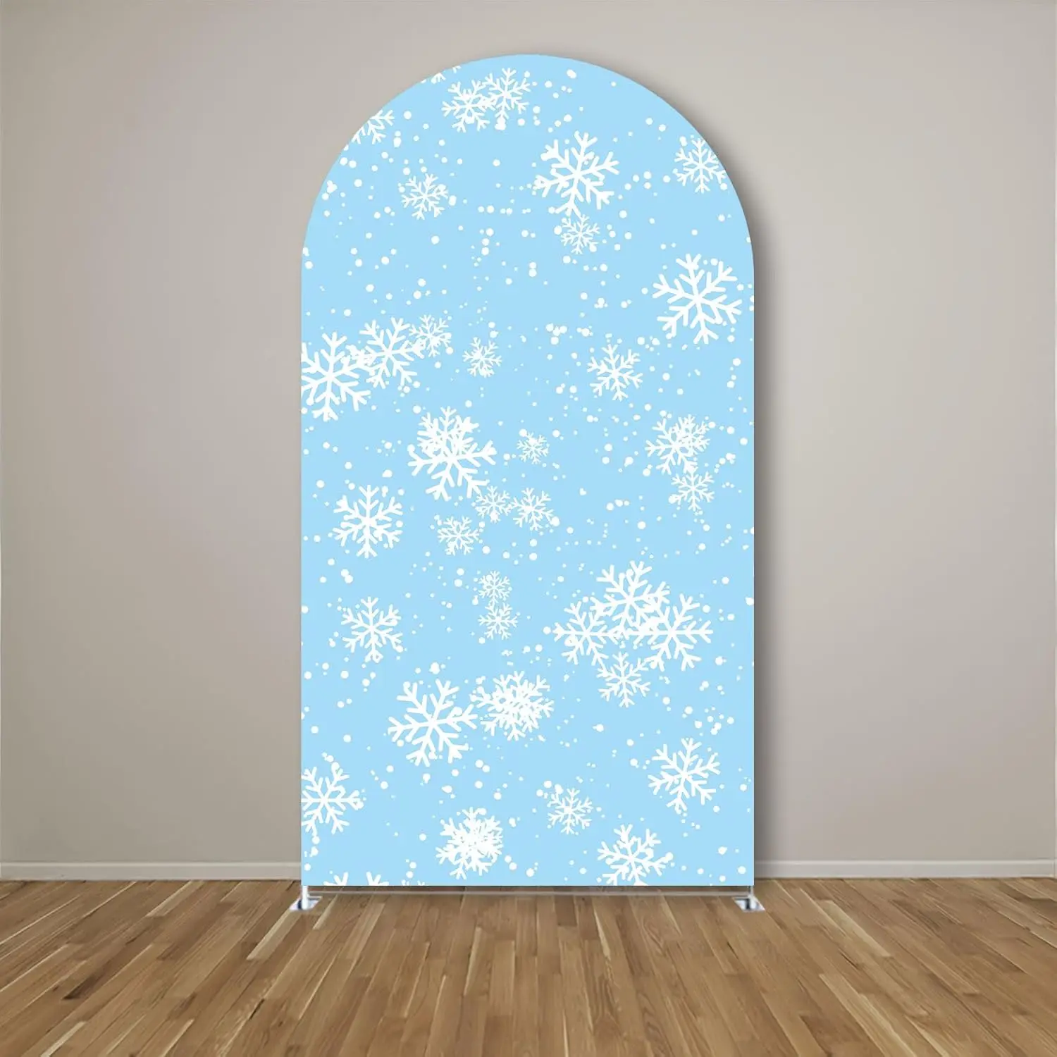 Winter Snowflake Arch Backdrop Cover Christmas Party Blue Purple Ice Snow Elastic Spandex Princess Baby Shower Xmas Holiday Use