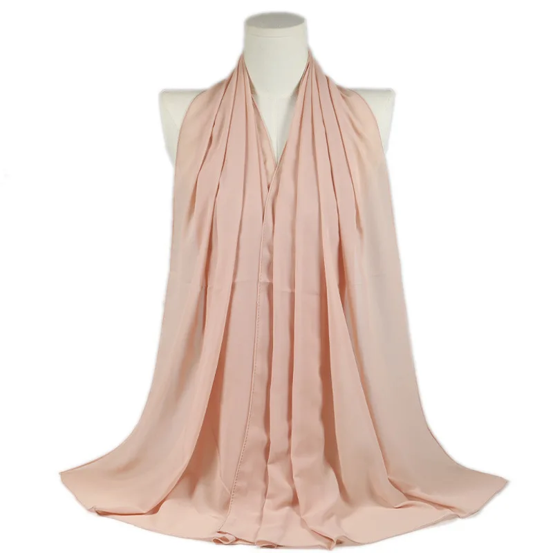 بلون اللؤلؤ وشاح شيفون المرأة شال طويل التفاف ماليزيا رائجة البيع أنيقة الصلبة لهجة شير تنفس خفيفة الوزن #4