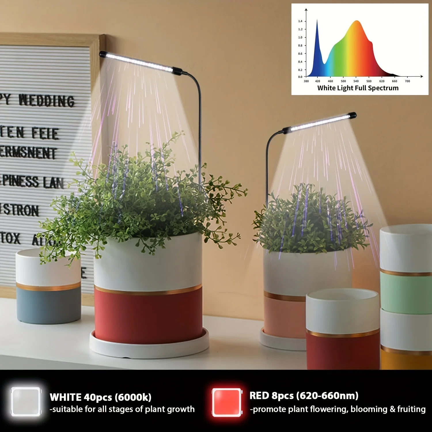 1/2pcs of Single Tube Floor-mounted Plant Lights with 4/8/12H Timer Memory Function and Flexible Rotation Capability
