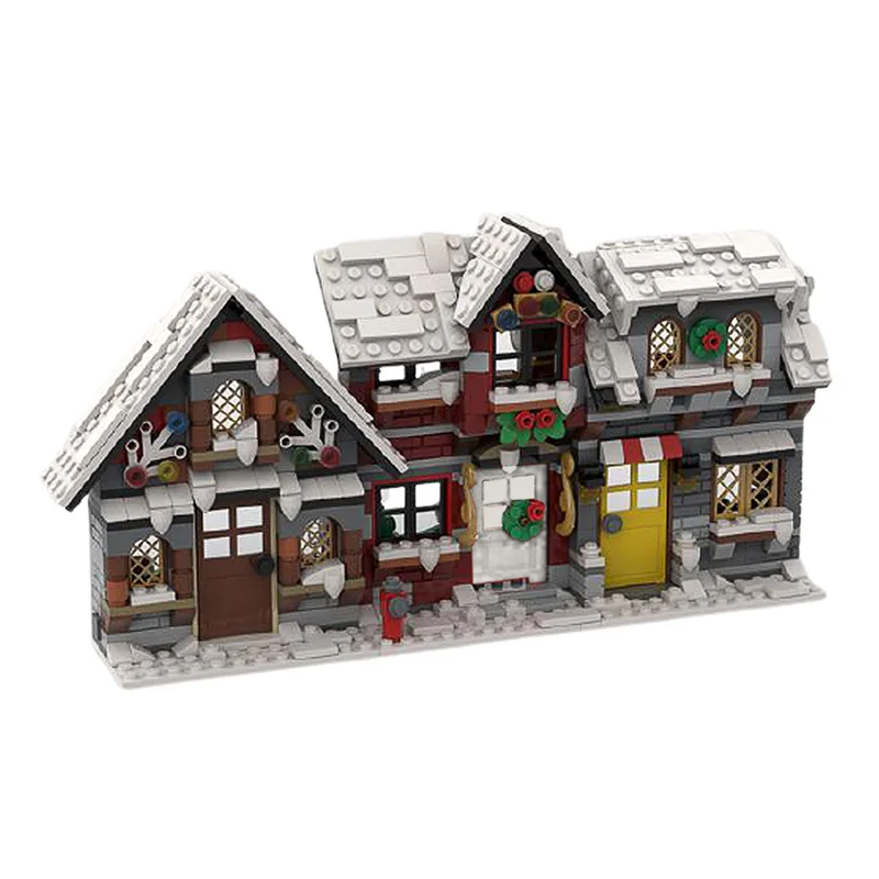 Winter Country Church Village Cafe Shop Construction Building Blocks Creative House Architecture Bricks DIY Christmas Toys Gifts