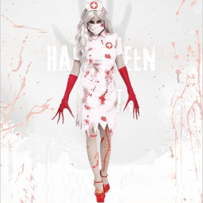 

loween Par Stage Performance Costume Bloody Nurse Devil Suit Fem Demon Nurse Outfit Terroristic Nursing orm