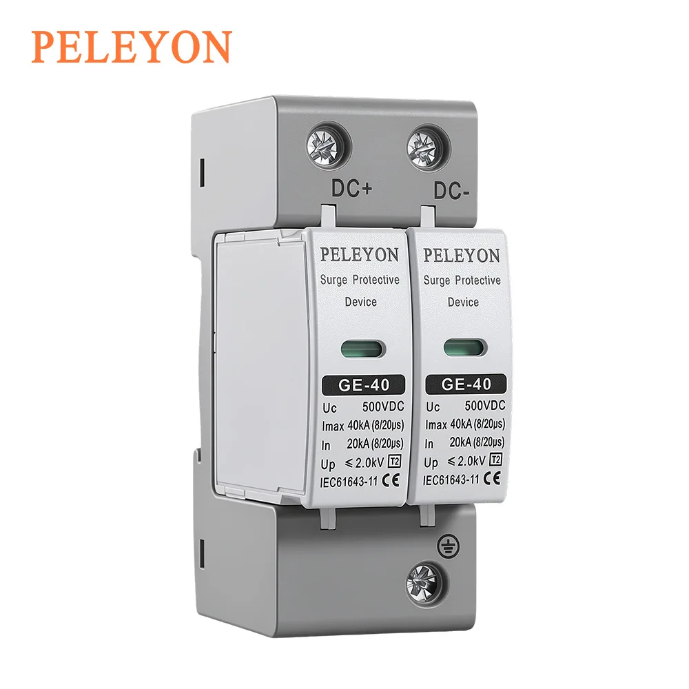PELEYON 1PC cinza 10KA~20KA 20KA~40KA SPD DC 600/500/1000V Dispositivo Protetor Contra Surtos de Baixa Tensão para Casa