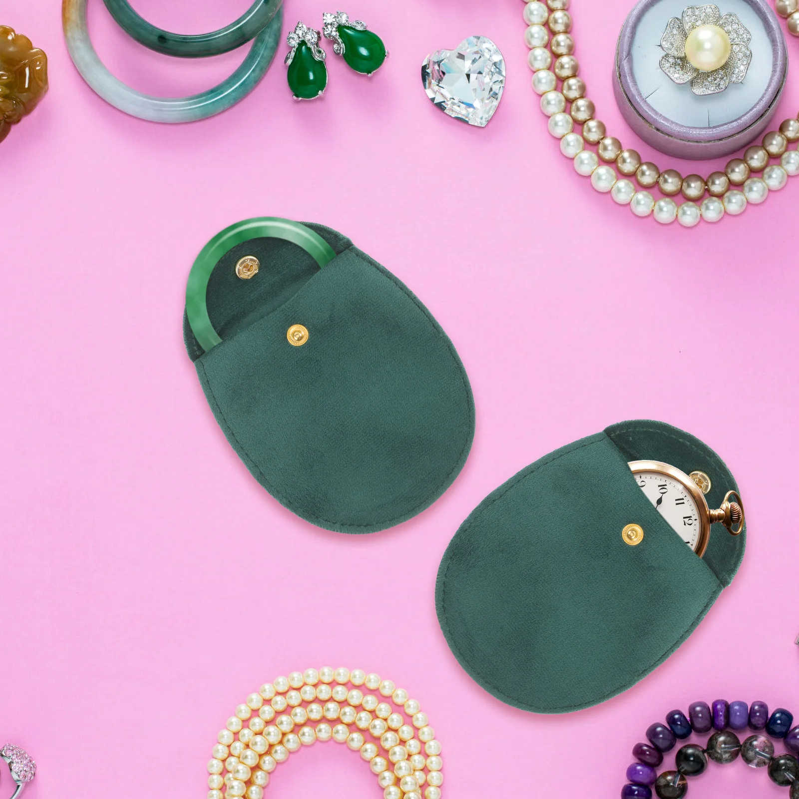 

2pcs Retro Style Pouch Pocket Storage Bag Portable Watch Bag For Men Father Husband Gift Dustproof Scratch Resistant Vintage