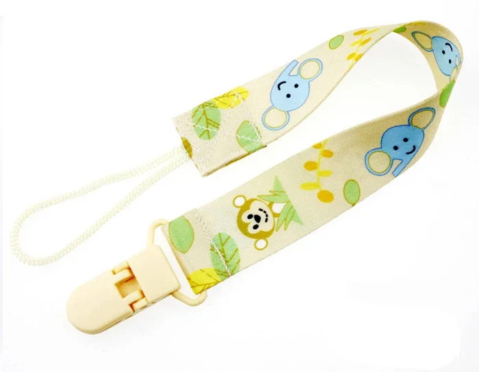 Cartoon Fixed Button Baby Pacifier Clip Chain Ribbon Dummy Soother Holder Chain Anti-drop Buckle Strap for Pacifier Baby Feeding