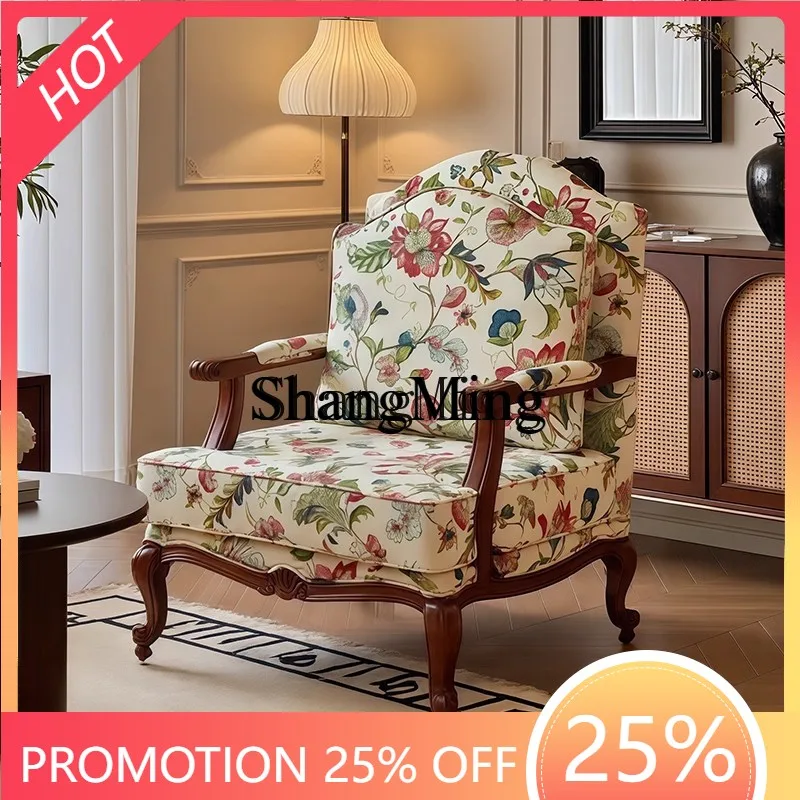 

ZYY retro living room single sofa medieval home balcony casual color fabric sofa chair