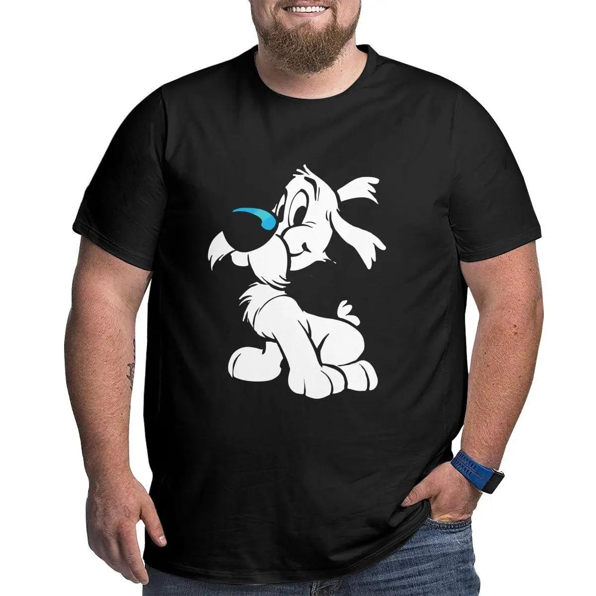 Men's T-Shirt Asterix And Obelix Big Tall Tee Shirt Dogmatix Idefix Ideafix Obelix Dog T Shirts O Neck Tops Big Size 4XL 5XL 6XL