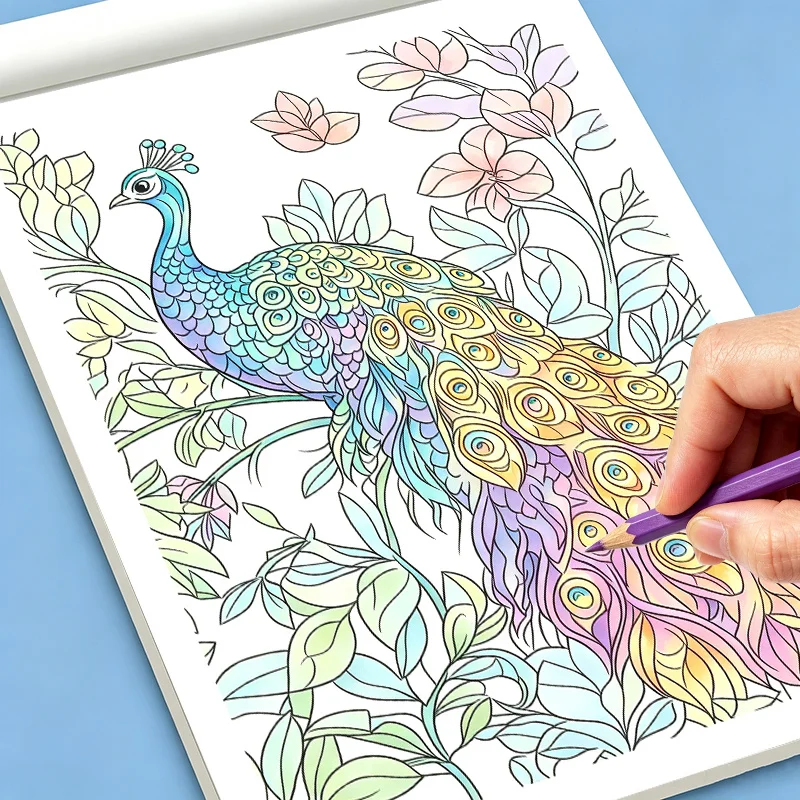 Little Doodles Nature Animal Coloring Book 24 Pages, Whimsical Forest Creature Mindful Relax Art Workbook for Adults
