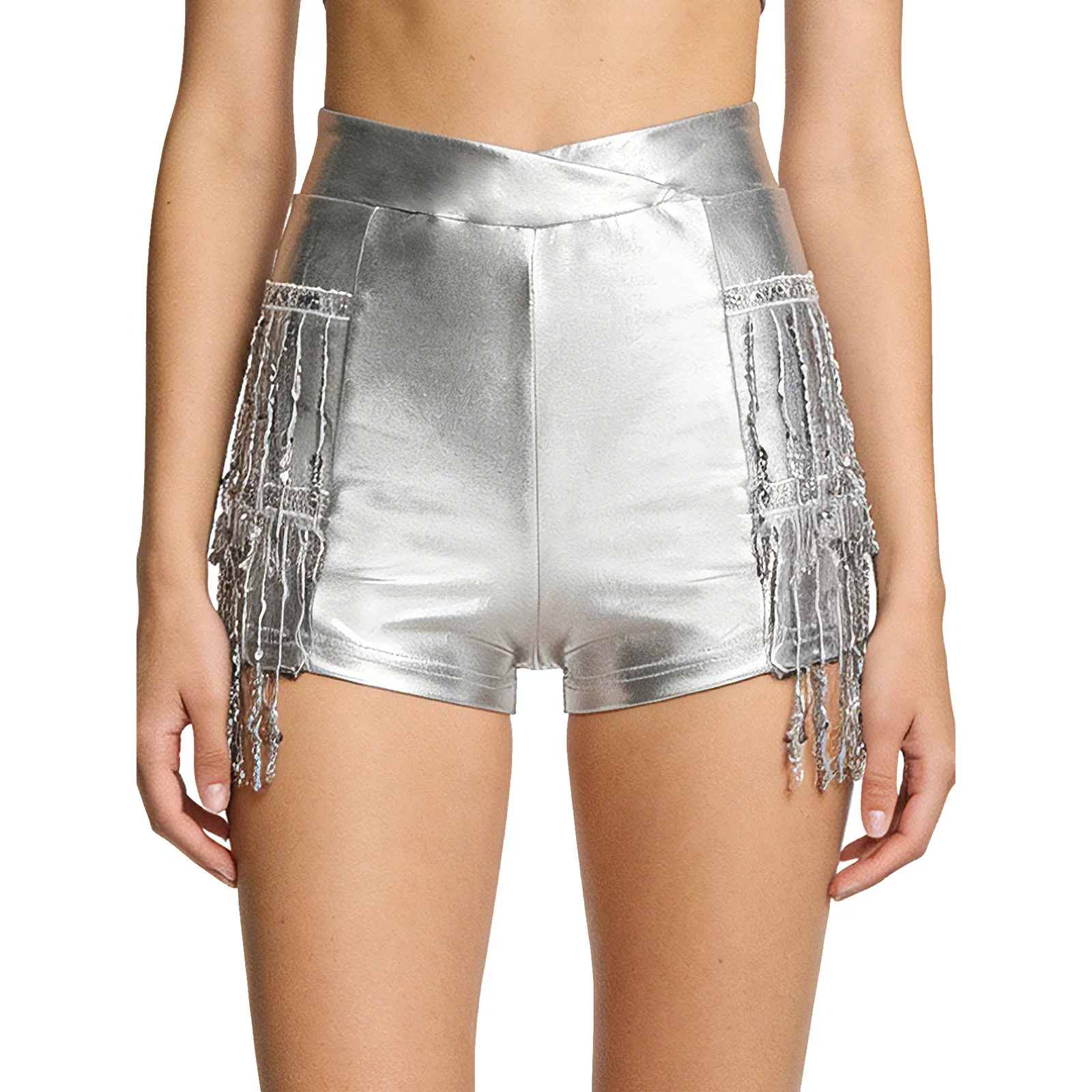 النساء اللاتينية الرقص لامع مهدب السراويل نادي القطب Dancewear لامعة المتدرج مطرزة شرابة الغنيمة السراويل للرقص رومبا التانغو #2