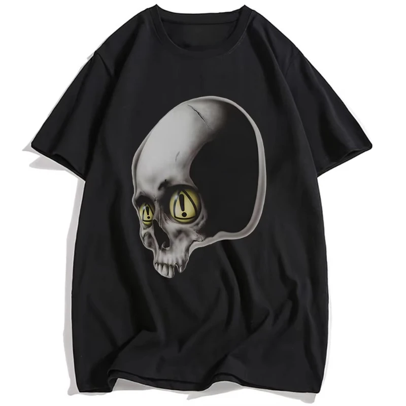 خطر الصيف الجمجمة المحملة نيت مغني الراب موضة الجرافيك تي شيرت القطن قصير الأكمام الجرونج تي شيرت للجنسين الشارع الشهير عادية تيز #1
