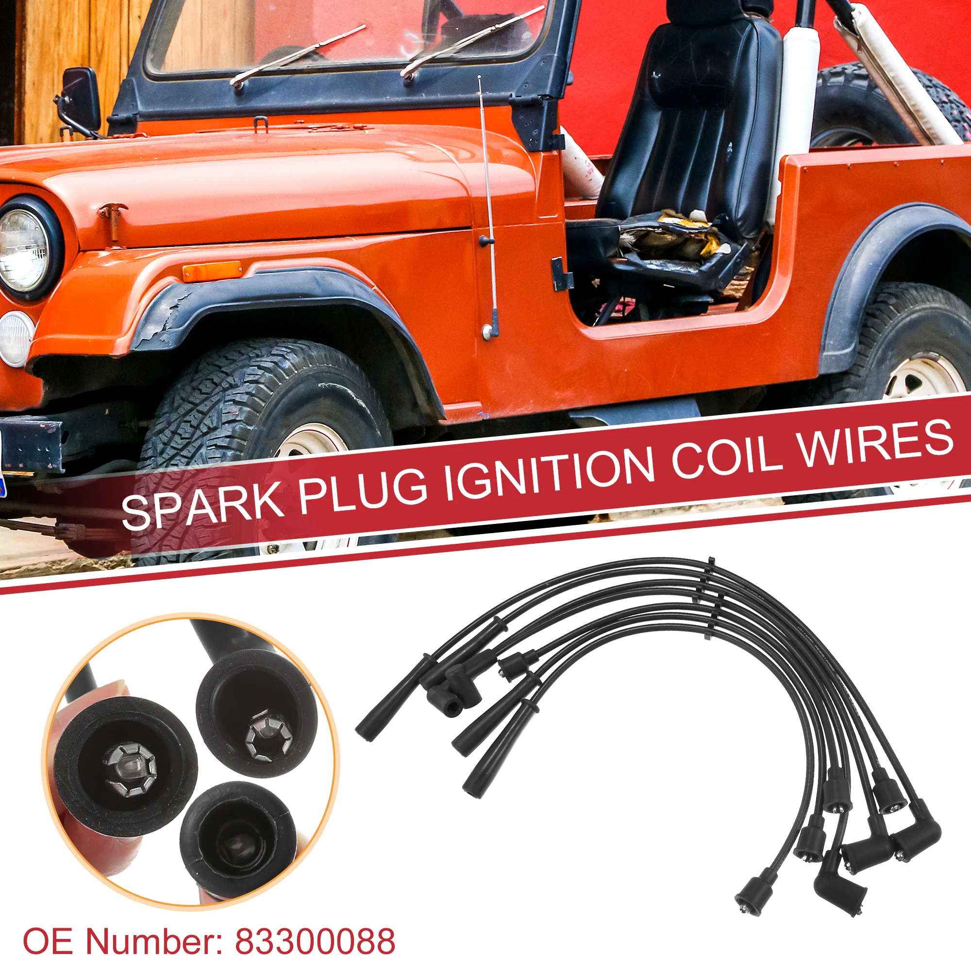 

UXCELL 7pcs Spark Plug Wire Ignition Coil Cable No.83300088 for Jeep CJ5 J10 Wrangler