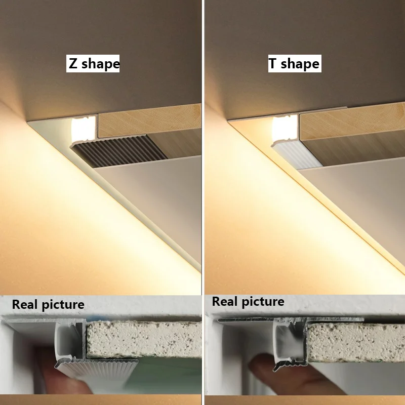 Frameless Ceiling Top Corner LED Aluminum Profile Recessed Suspended PC Diffuser Channel Gypsum Board Hidden Backlight Line Lamp