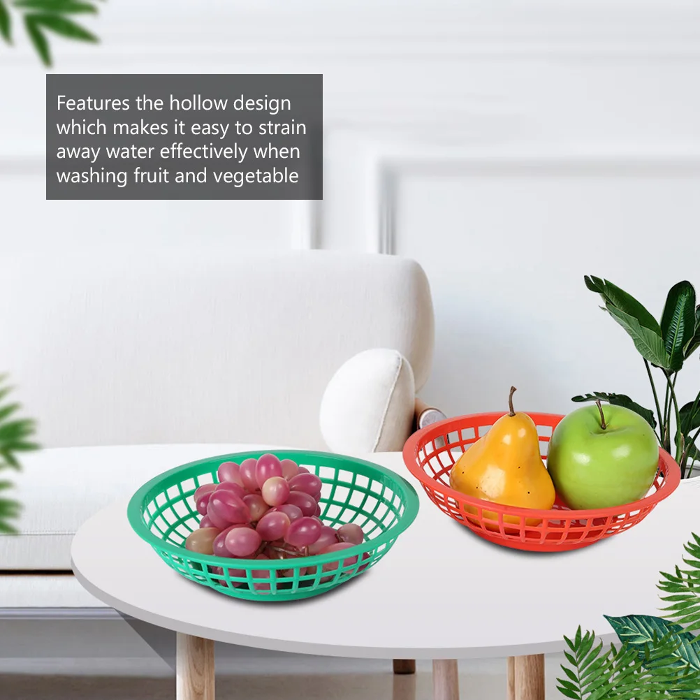 

2pcs Snacks Basket Plastic Hollow Storage Basket For Fruit Vegetable Household Food Multifunctional Lightweight Drain Design