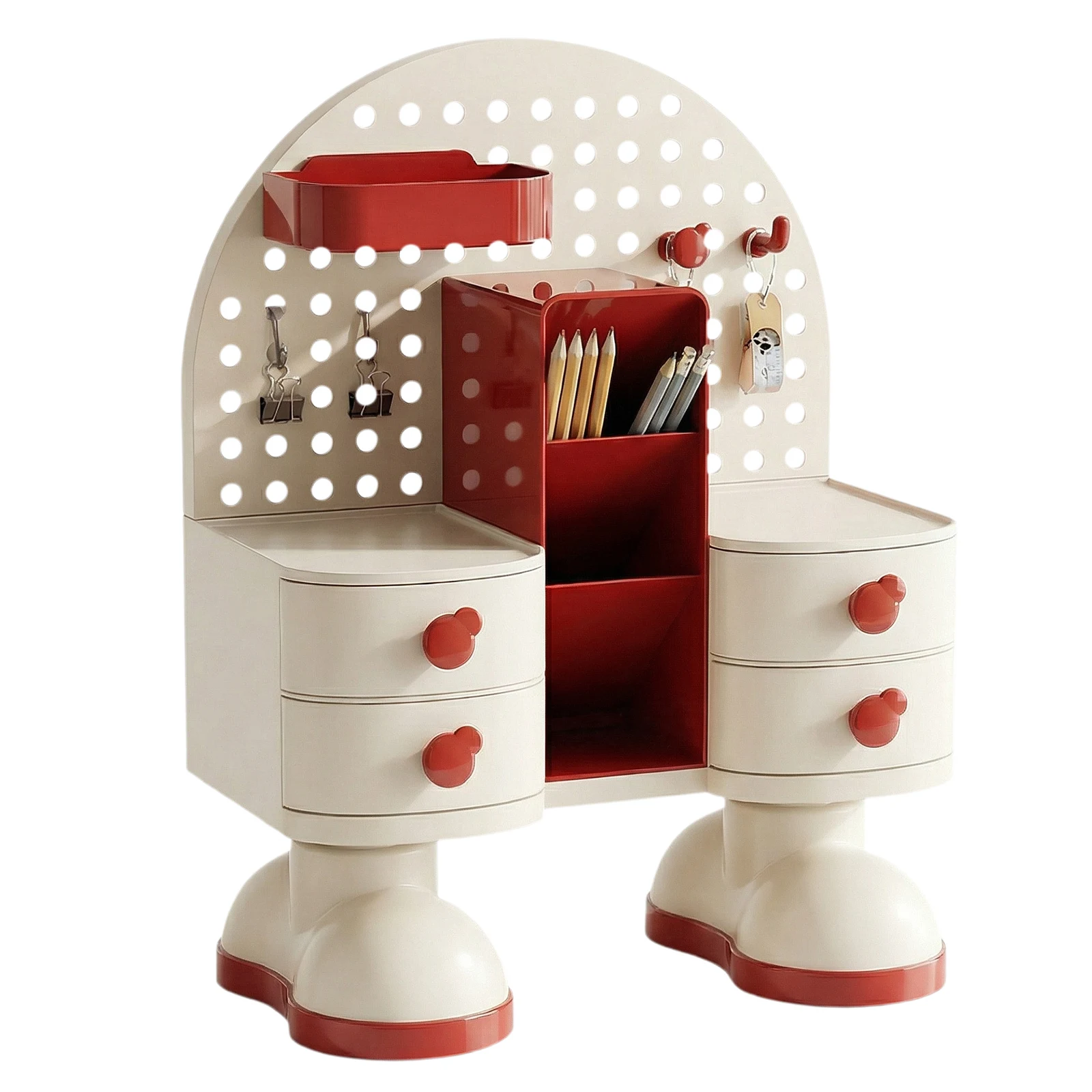 

Пластиковый органайзер для канцелярских принадлежностей с ящиками для школы, офиса, дома (красный)