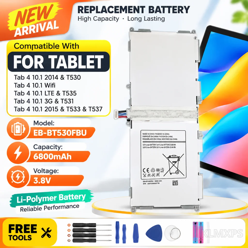 Tablet Replacement Battery EB-BT530FBU 6800mAh Lithium Polymer For Samsung Galaxy Tab 4 10.1 T530 T535 T537 With Tool Kit