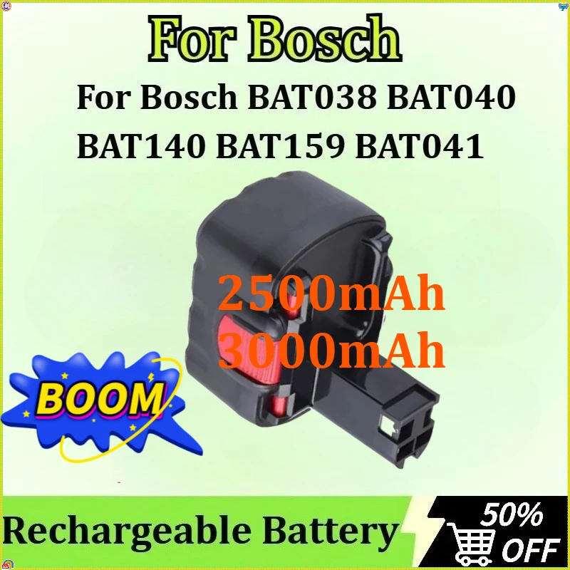 

New NI-MH Battery for Bosch BAT140 BAT159 BAT038 BAT040 3660K BAT041 PSR GSR GWS GHO 14.4V 2500mAh/3000mAh Rechargeable Battery