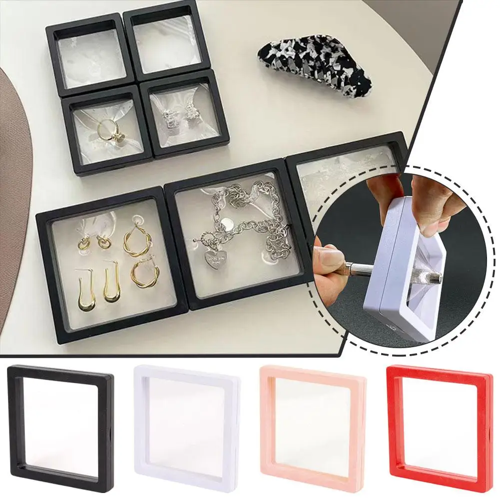 Transparent Film Box Jewelry Case Portable Jewelry Organizer Box Case Display Jewelry Earrings Makeup Holder Storage B1H4