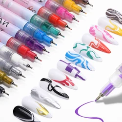 Waterproof Nail Art Graffiti Pen for 3D Nail DIY Colorful Nail Polish Painting Liner Pen Manicure Tools Paint Pens Marker Pens