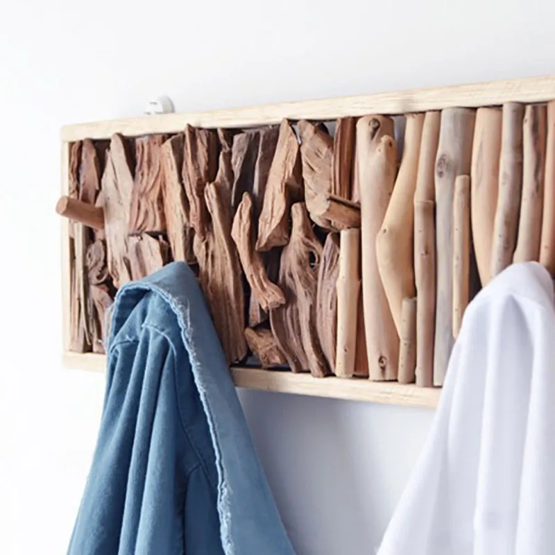 Handmade Coat Racks Creative Coat Hook Wall Hanging Solid Wood Bedroom Entrance Door Hat Storage Rack