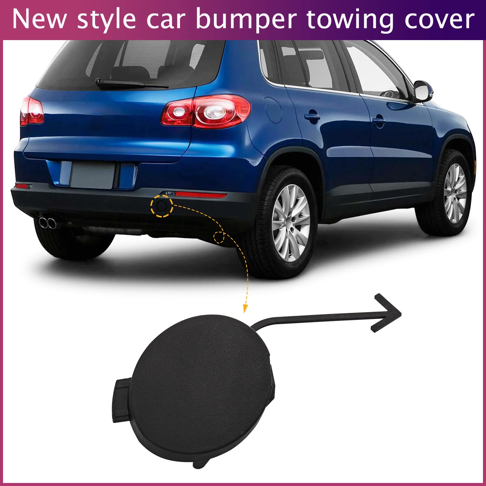 

Rear Bumper Tow Hook Cap Towing Eye Cover For VW Tiguan 2009-2017 5N08074419B9 Car Accessories
