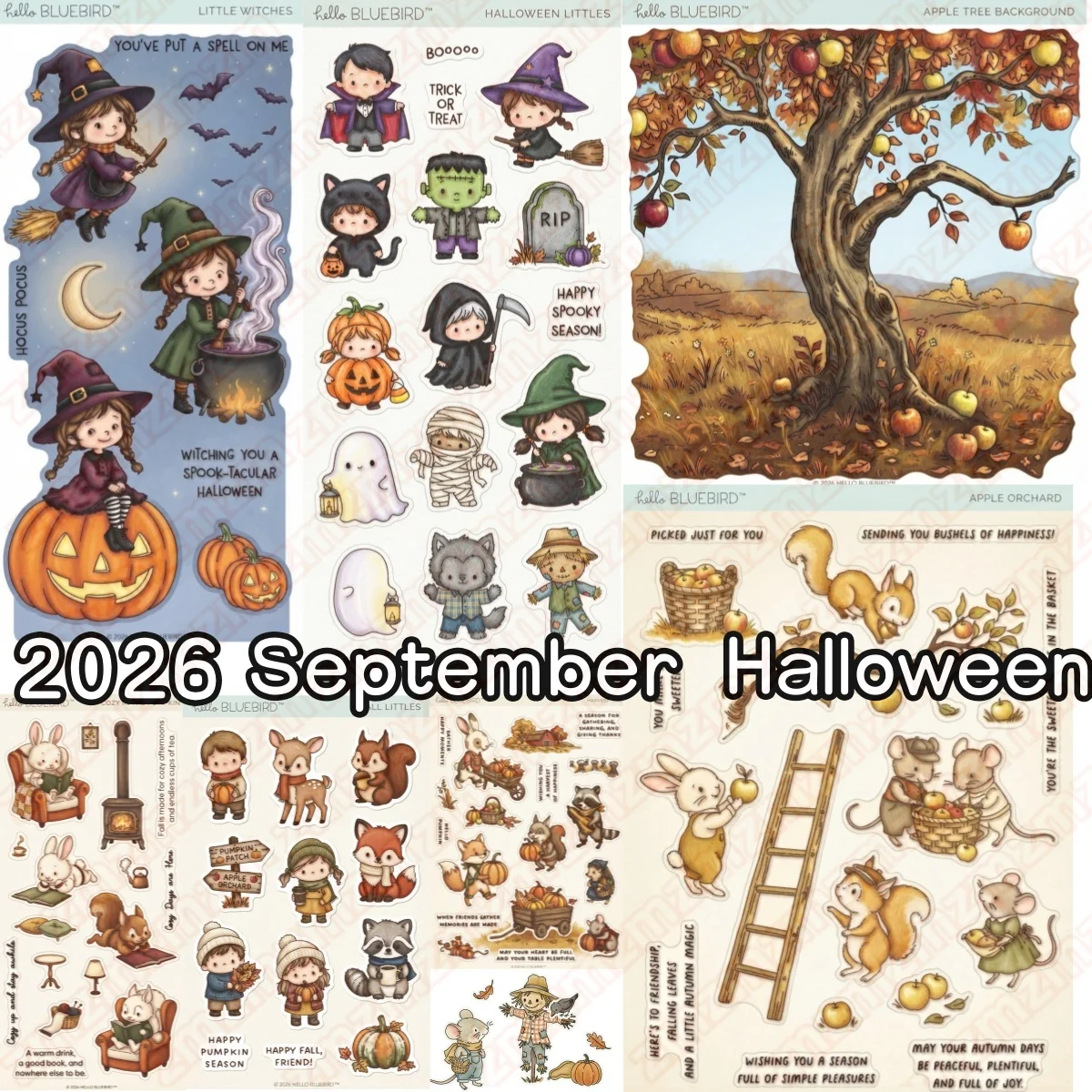 Autumn 2026 Scarecrow Apple Orchard Pumpkin Halloween Witches Metal Cutting Dies Clear Stamps for DIY Decorating Scrapbook Card
