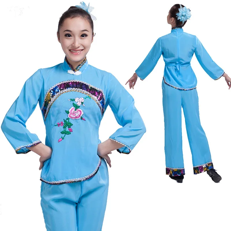 Chinese Folk Dance Costume for Women Middle-aged and Elderly Square  Clothing Classical Fan Dance and Waist Drum Dance