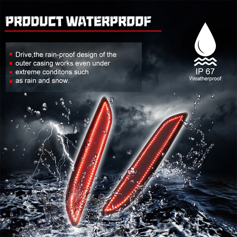 الأحمر LED مانع صدمات خلفي للسيارة عاكس الذيل/أضواء الفرامل لكرايسلر باسيفيكا وفوييجر 2017-2023 أضواء الضباب الخلفية وقف أضواء 12 فولت