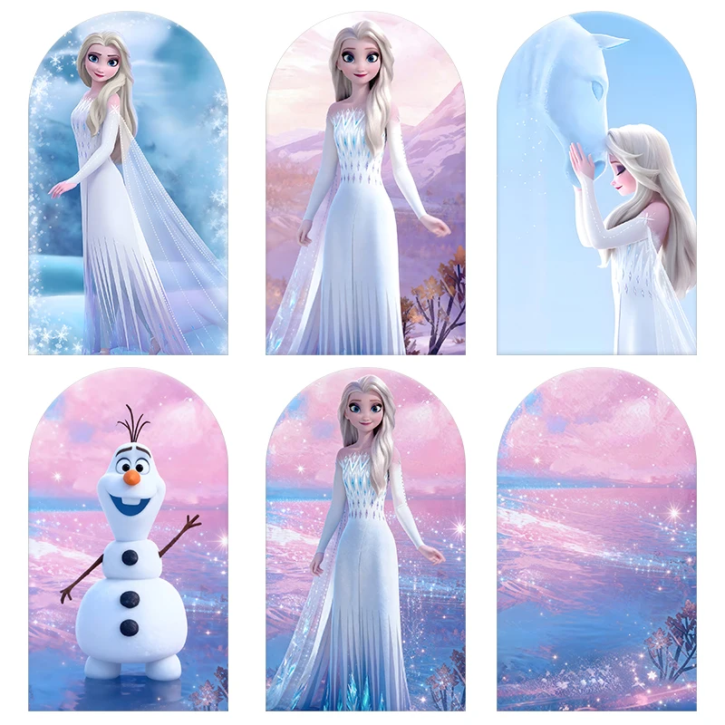 

TB Frozen Elsa Princess Arch Backdrop Cover Anna Spandex Fabric for Child Girl Birthday Party Baby Shower Background Decortion