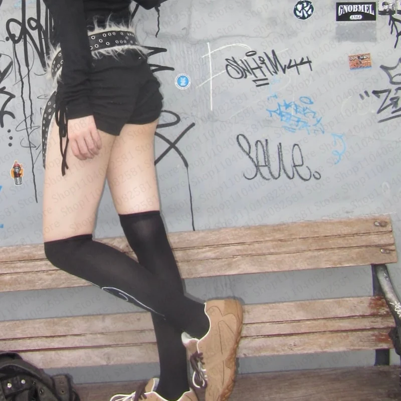 Y2K جوارب طويلة لطيفة ملابس الشارع العصرية Y2K نمط ريترو هاراجوكو أبيض عصري مطبوع عليه حروف جوارب طويلة 2000s #3