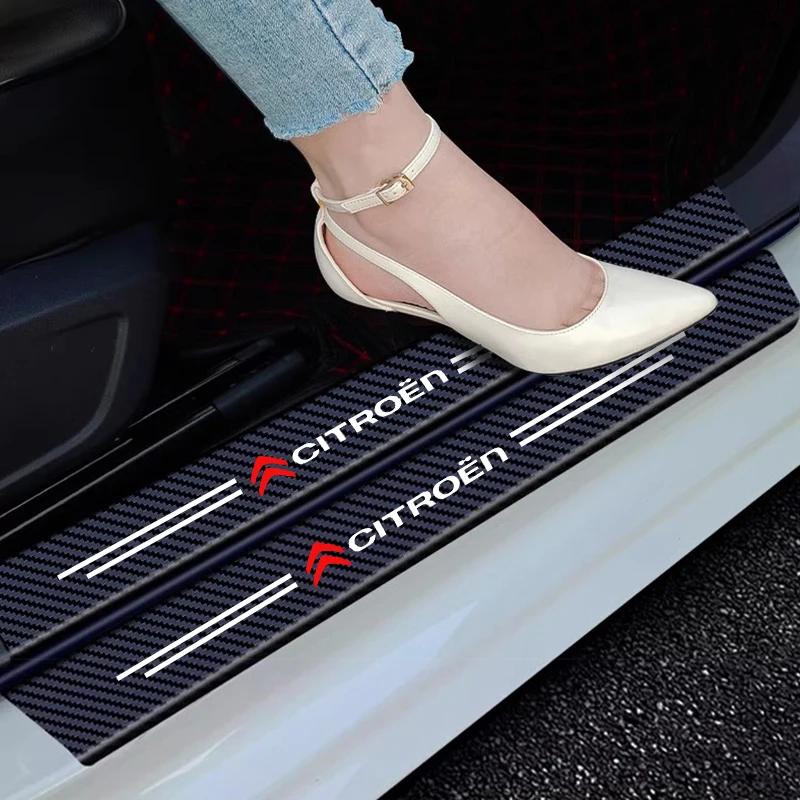 Carbon Fiber Car Door Plate Threshold Protector Sticker For Citroen C4 C3 C5 C1 Jumpy Saxo Berlingo Grand Picasso Cactus C2 view 6