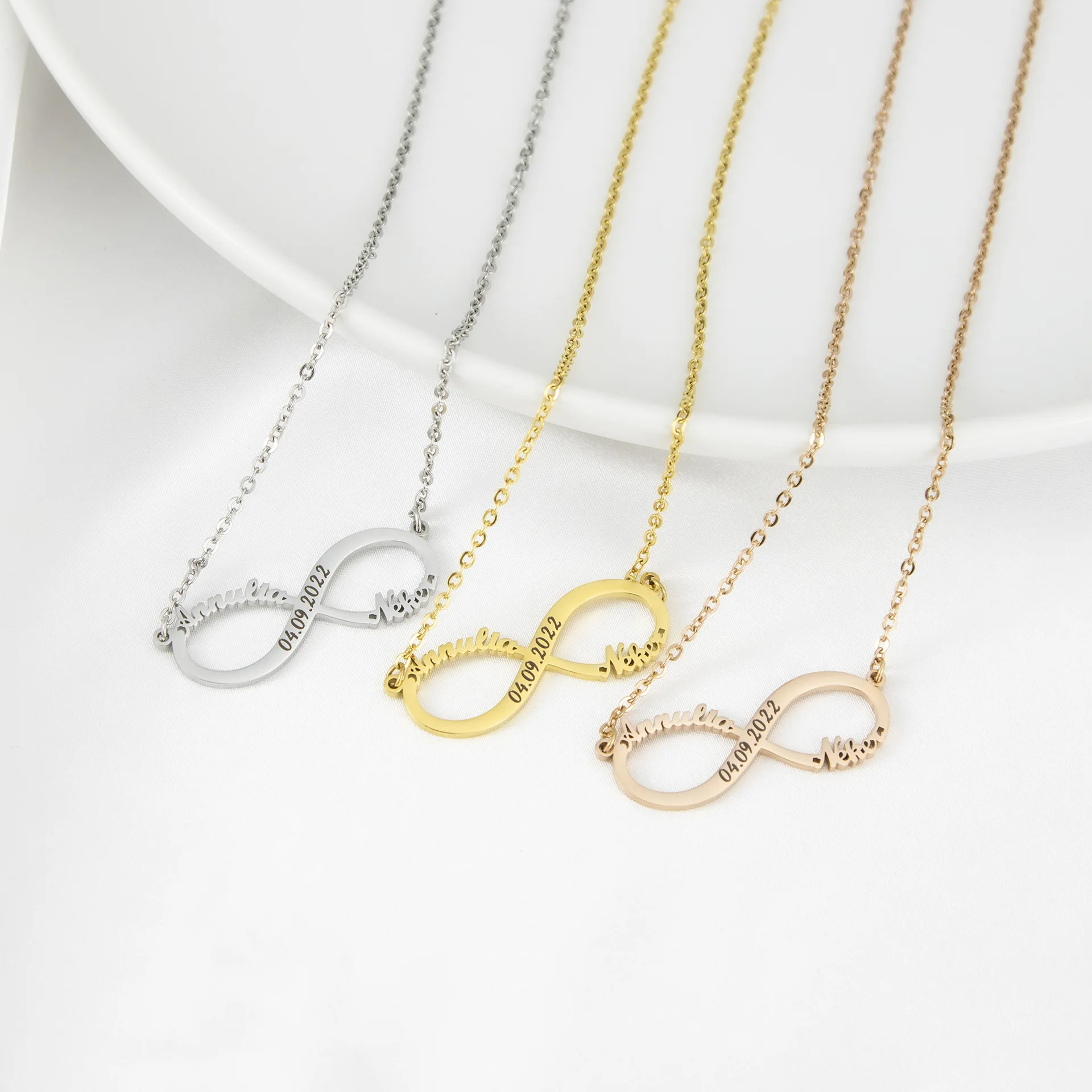 

Customize Fashion Creative Infinite Symbol Letterable Necklace Stainless Steel Couple Custom Name Necklace