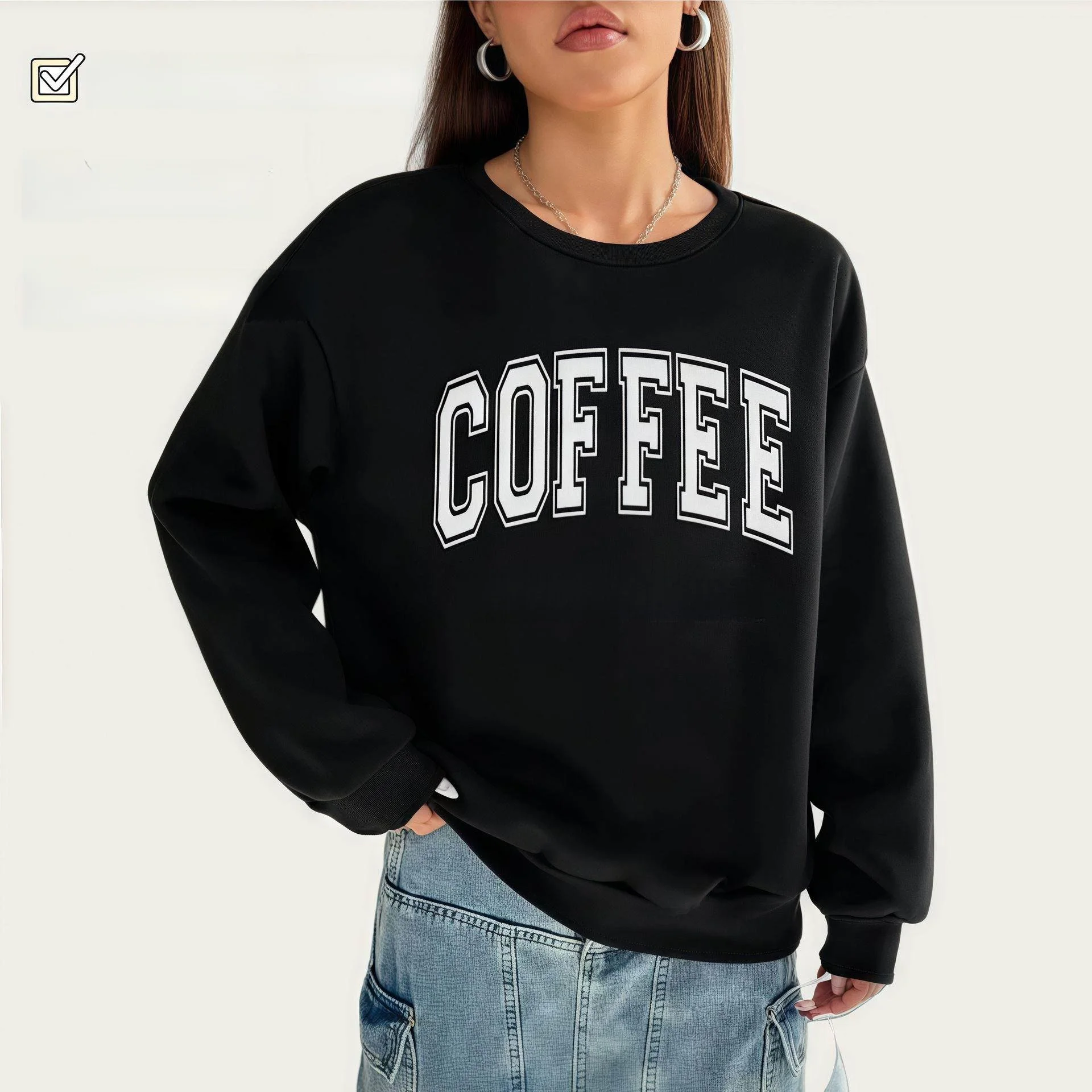 

Casual American Letter Print Sweatirt Women's High-End Simple Long Sve Sport irt Comfortable Faionable Streetwear