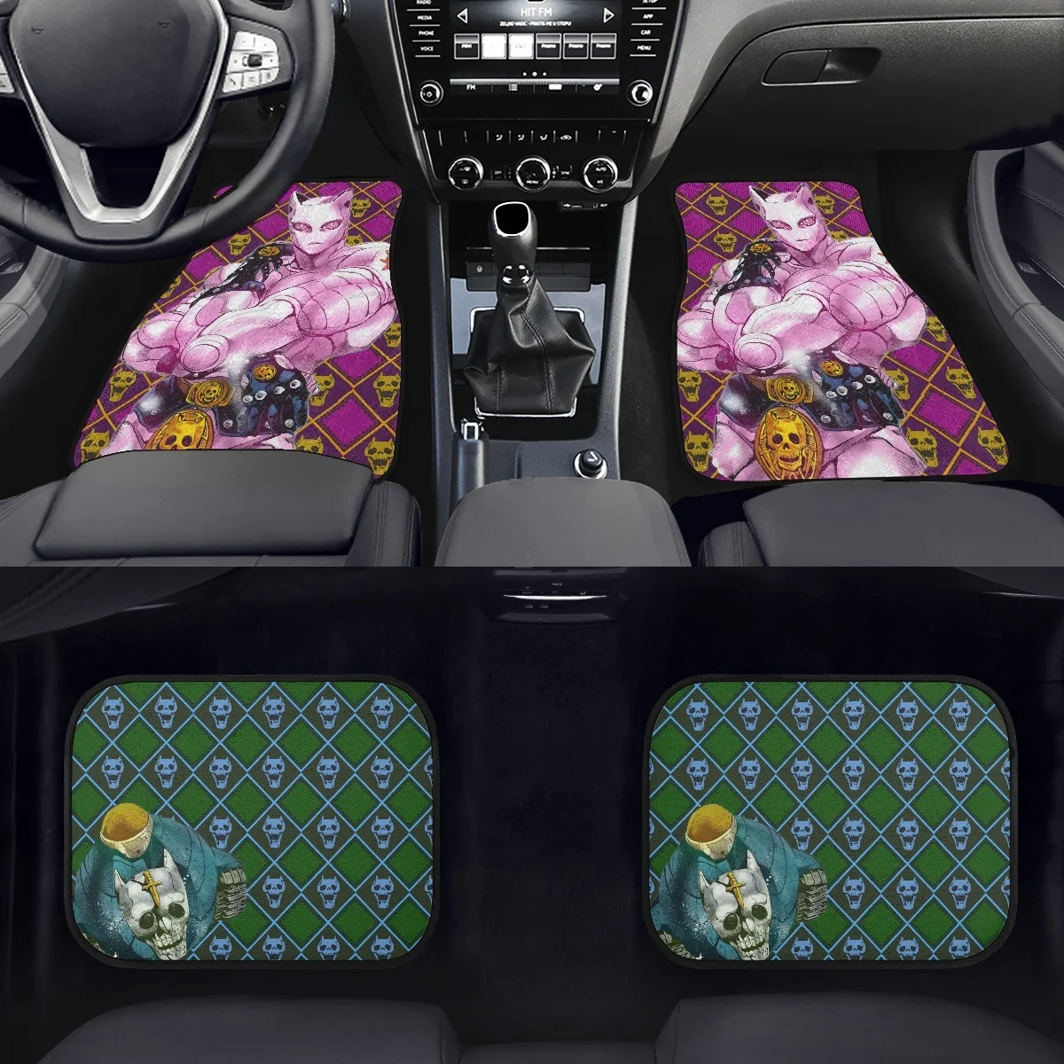 

Car Floor Mats Cartoon Anime JOJO Kira Print Anti-Slip Carpet Set Universal Auto Foot Mat Covers Girls Car Interior Accessories