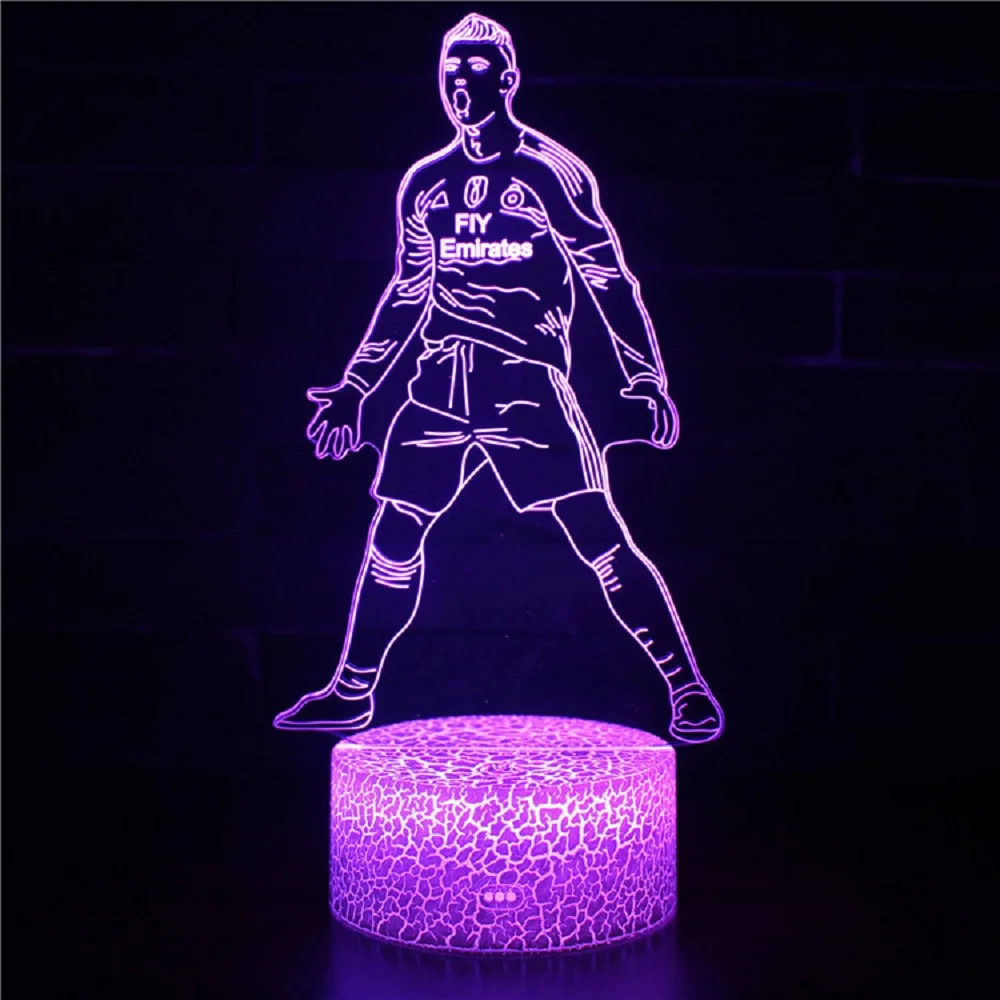 Voetballer Cristiano Nathan Led 3d Nachtlampje 16 Kleuren Variabele Visuele Verlichting Woonkamer Interieur Cadeau Voor Fans