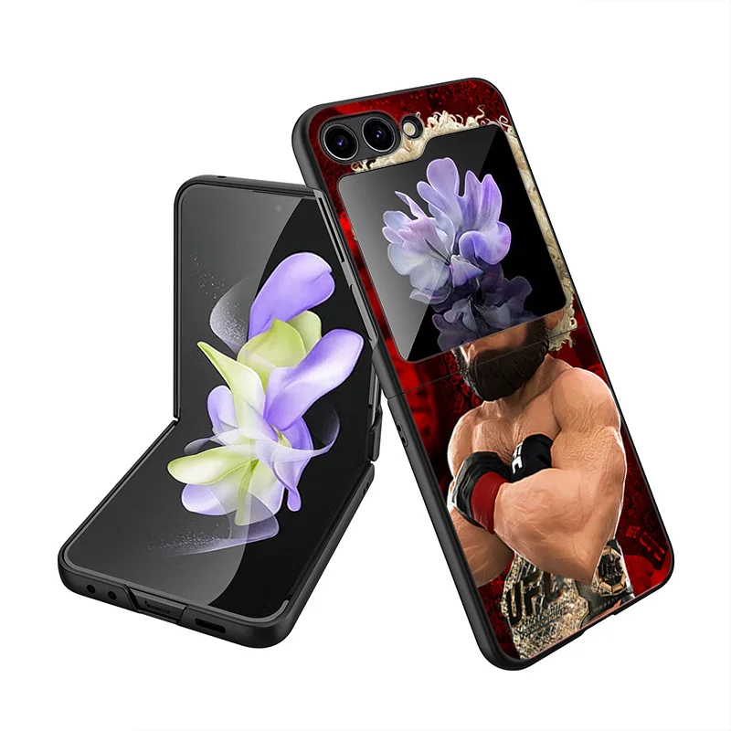 Black Matte Anti-Drop Phone Case For Samsung ZFlip6 5G ZFlip5 ZFlip4 Hard Galaxy Z Flip 3 4 5 6 KHabib Nurmagomedov Boxing Cover