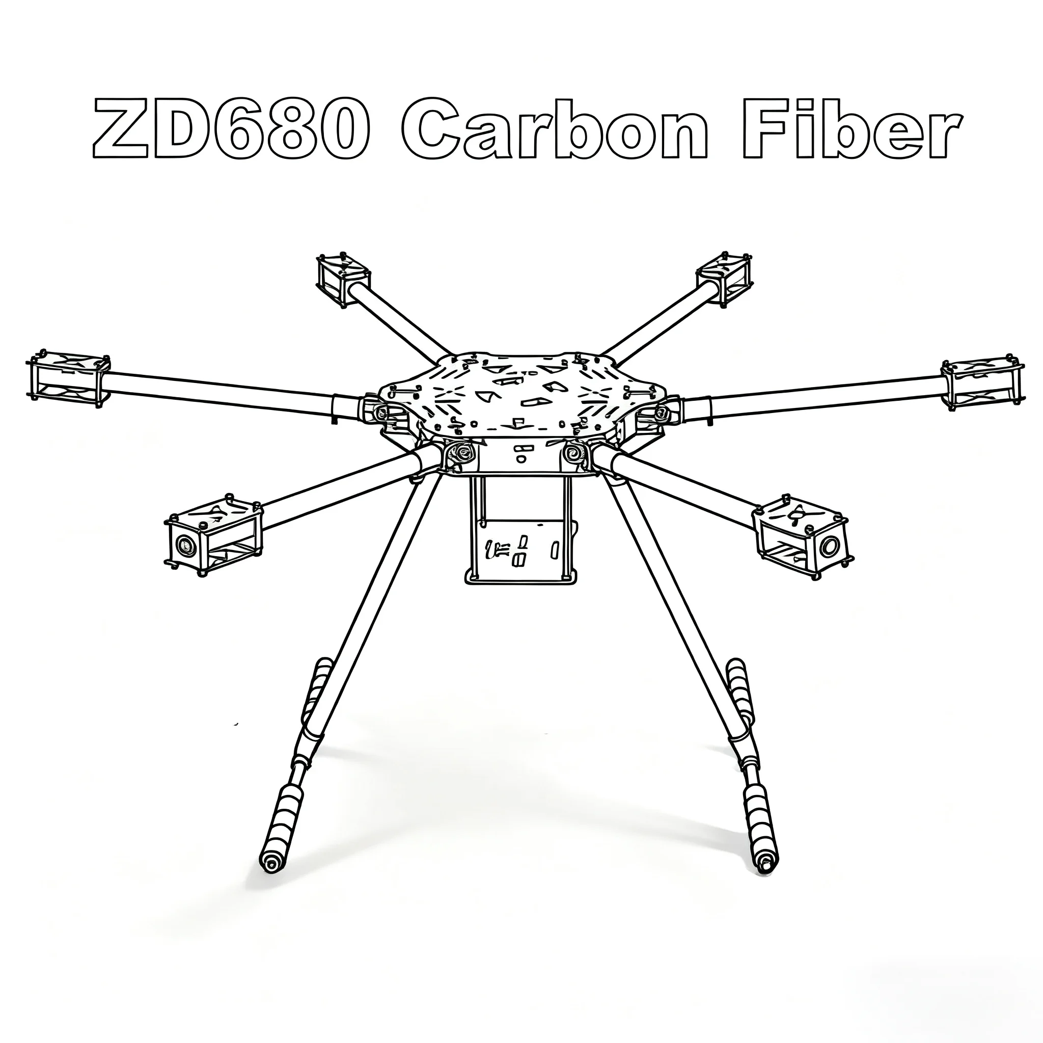 BCUBE ZD680 Full Carbon Fiber Hexa-Rotor Foldable Arm Hexacopter Frame Kit for 2.4.8 Radio with Unflodable Landing Gear
