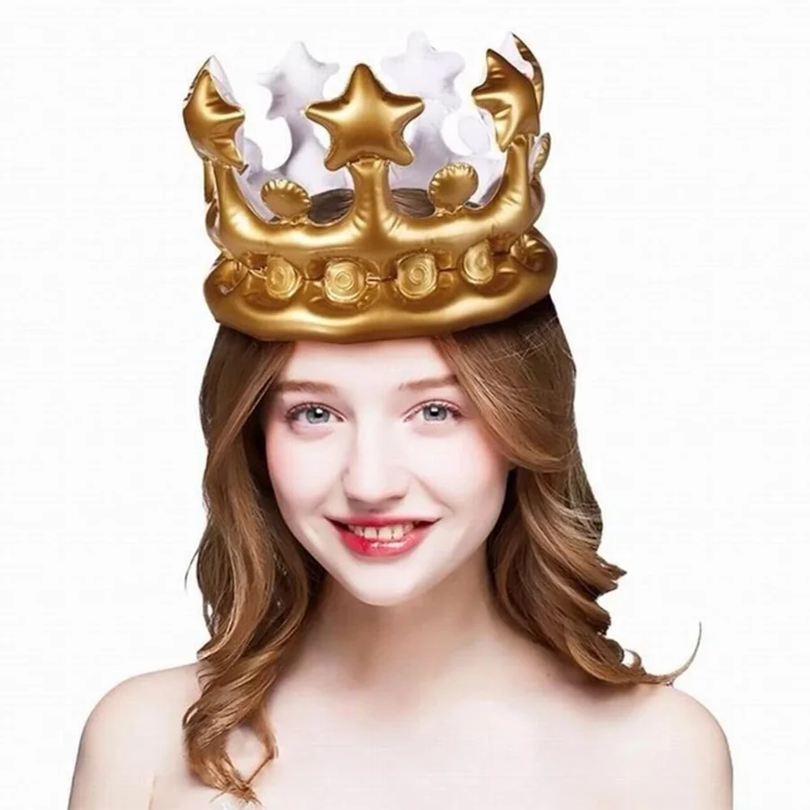 Inflatable Crown For Kids Adult Birthday Hats Cap King Toy Party Decoration Creative Inflated Event Stadium Props Party Gift